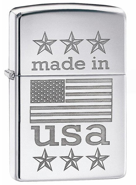 ZIPPO LIGHTER 250 MADE IN USA WITH FLAG