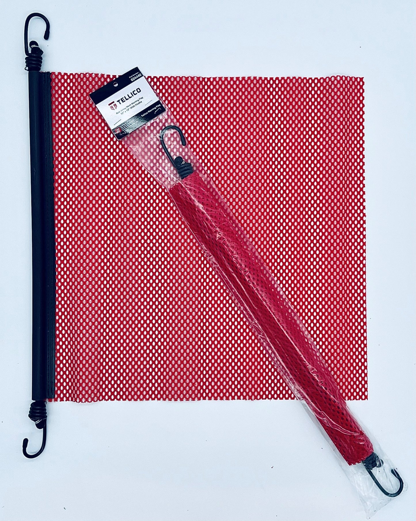 18" x 18" Red Jersey Mesh with Hooks - TELLICO Branded - Retail Ready