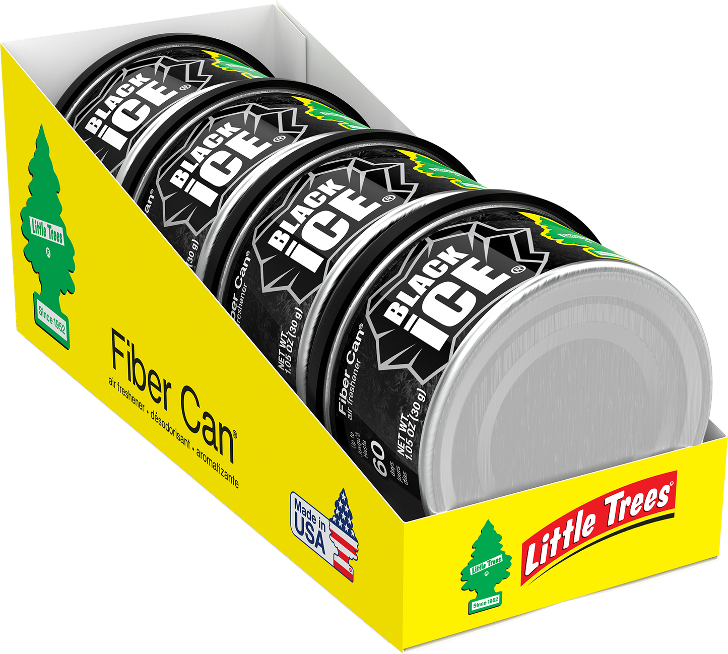 Little Tree Fiber Can, Black Ice Scented - Case of 4 Cans