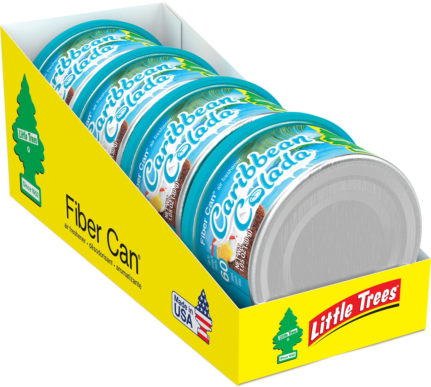 Little Trees UCar Air Freshener - Case of 4 cans - Caribbean Colada