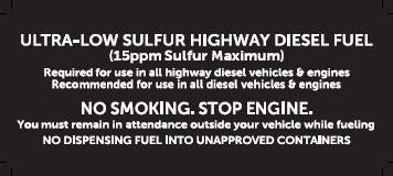 Ultra Low Sulfur / No Smoking Decal