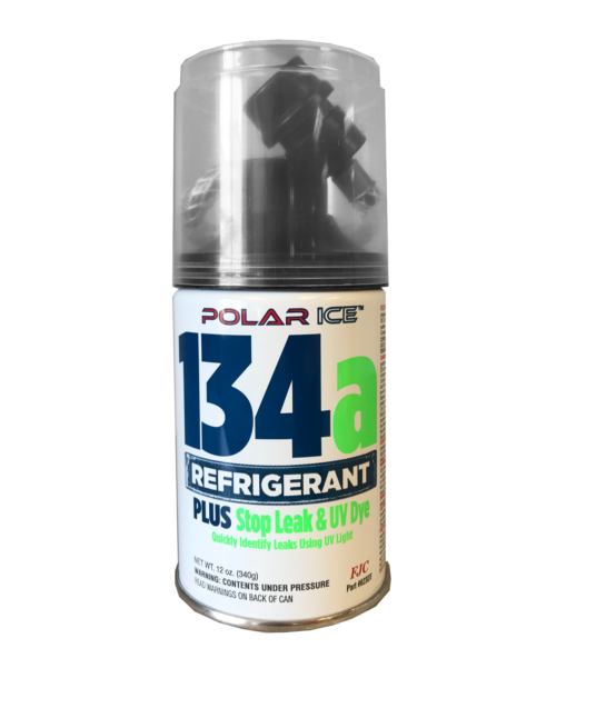 R134a PLUS Leak Stop & UV Dye with Dispensing Top – 12 oz. - Case of 12 Cans