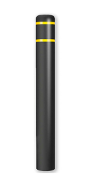 7" x 52" Black Bollard Cover with Yellow Tape