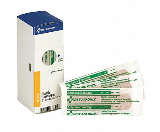 Plastic Strip Bandages, Beige 3" Long 3/4" Wide- 25 Count Bandages