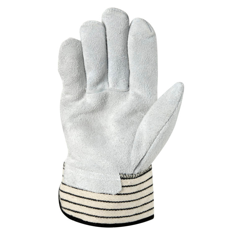 Men’s Heavy Duty Split Cowhide Leather Palm Work Gloves - 6 Pairs - Each Pair Retail Ready