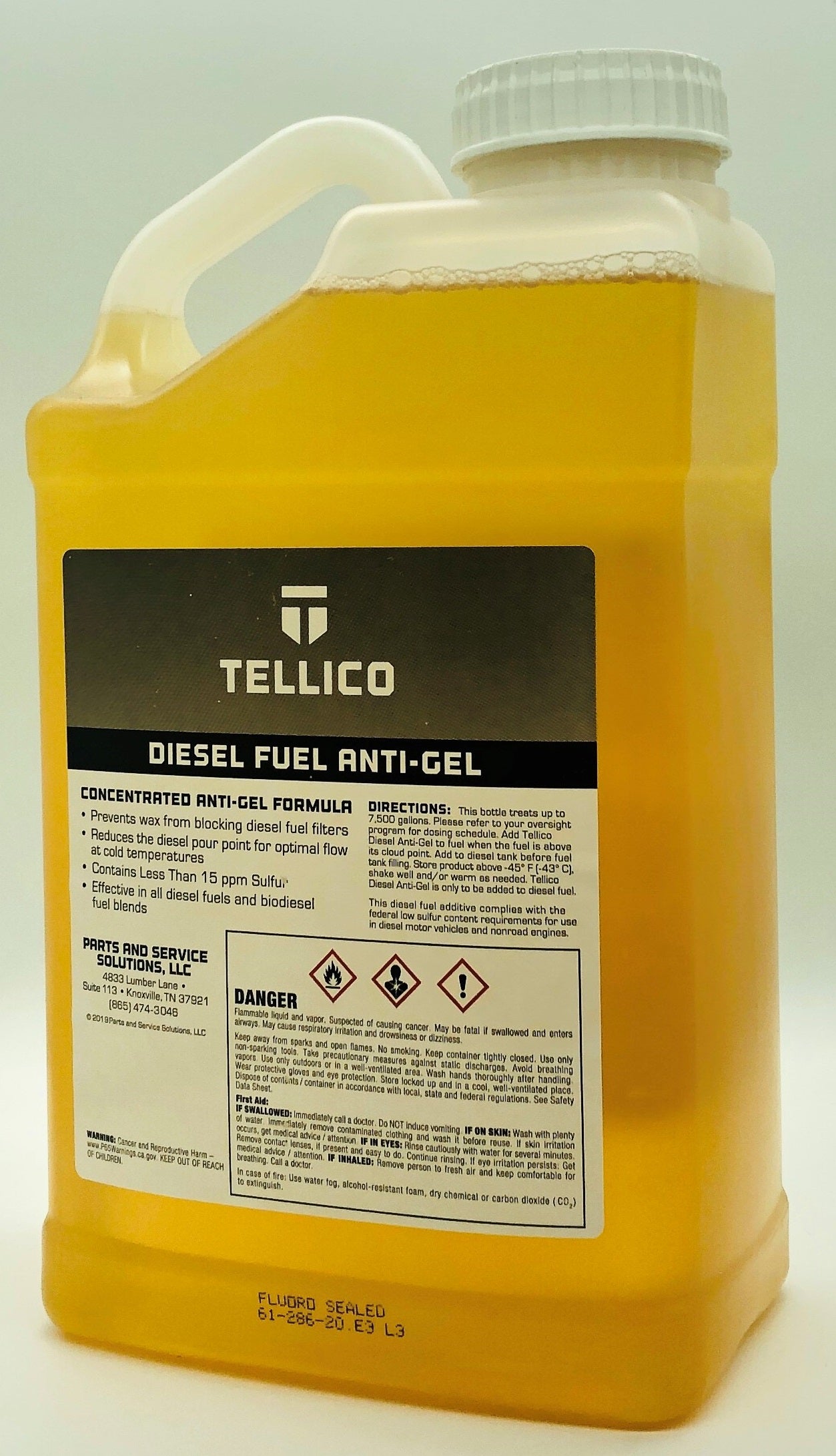 Tellico Anti-Gel for bulk fuel tanks. 5 liter Jug will Treat 7,500 gallons. 1/2 and Full Pallet Prices