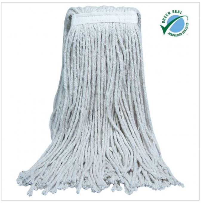 Mop Head, Cotton, Cut-End, White, 4-Ply, 24 oz, Case of 12 Heads