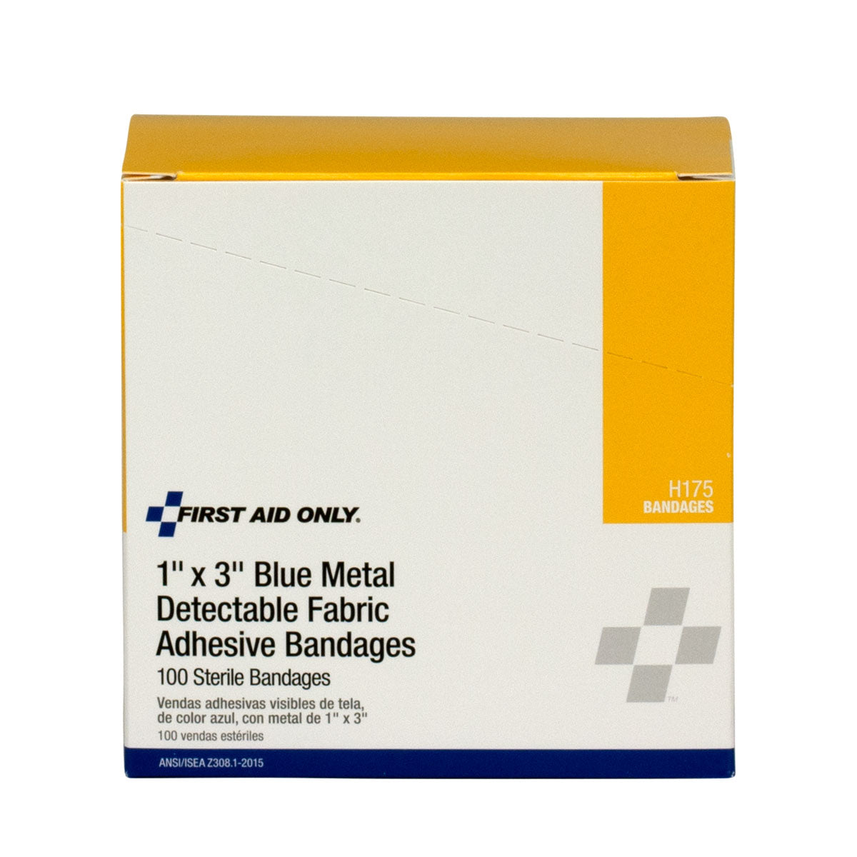 Adhesive Blue Metal Detectable Bandages, 1" X 3", Plastic, 100 pack