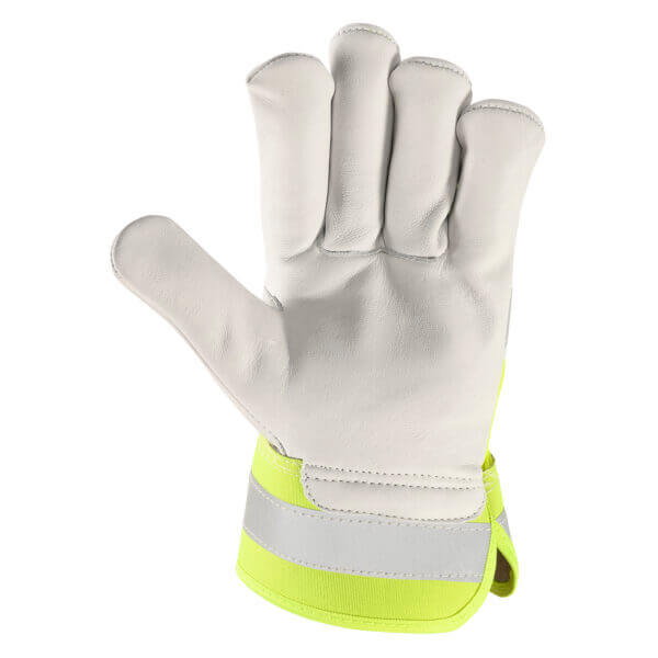 Men’s Hi-Visibility Leather Palm Work Gloves - Case of 3 pair