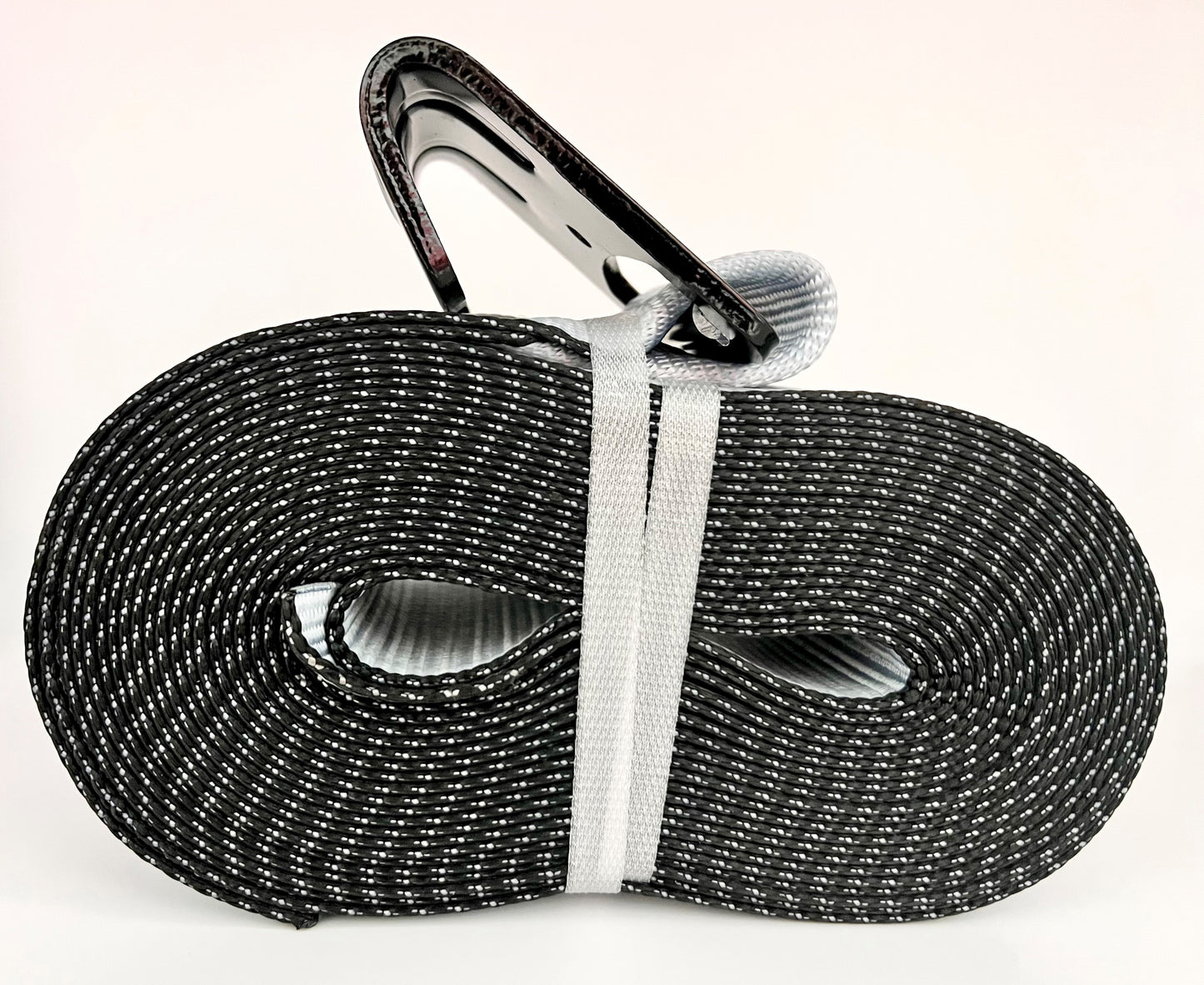 4"X30' WINCH STRAP FLAT HOOK 5,400 LB RATCHET STRAP GREY - TELLICO Branded - Retail Ready