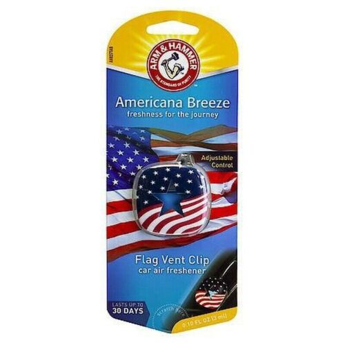 Arm & Hammer Vent Clip American Flag Americana Breeze Air Freshener, Pack of 4