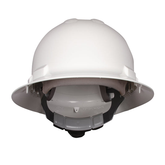 Ratchet, 4-Point, Duo Safety™, Hard Hat, Full Brim, White - PFJ LOGO