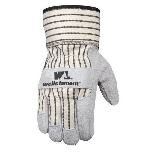 Men’s Heavy Duty Split Cowhide Leather Palm Work Gloves - 6 Pairs - Each Pair Retail Ready