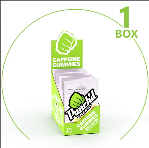 Punch'd Energy: Real Fruit Caffeine Gummies - Retail  Box with 10 Packs