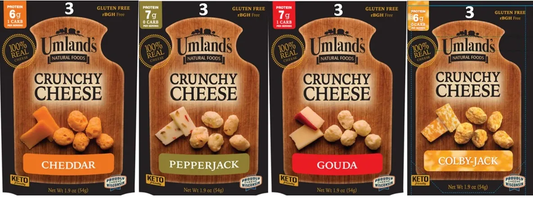 Crunchy Cheese Bites 1.9oz Bags - Mixed Case 3 Cheddar 3 Gouda 3 PprJck 3 Colby-Jack